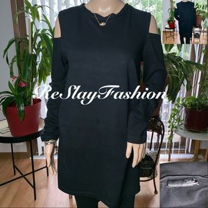 💜Black Zara Open Shoulder Sweater M 💜
